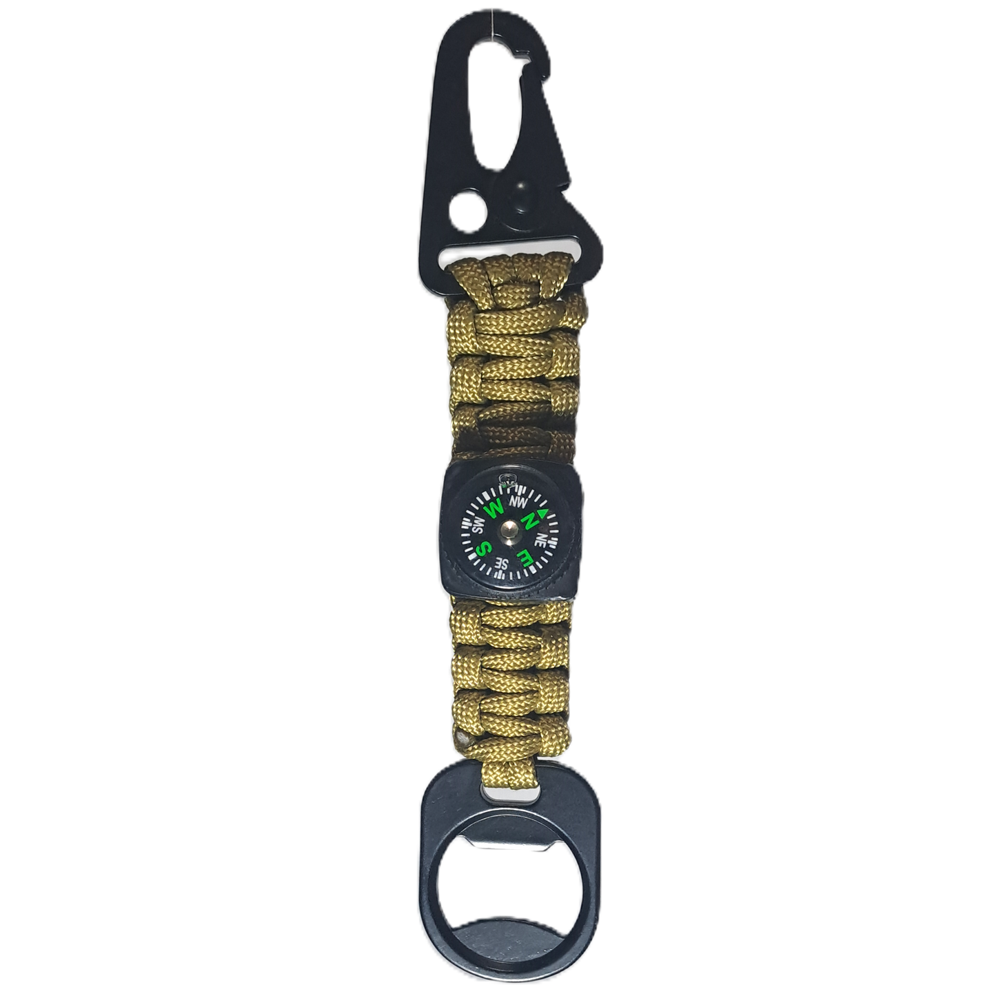 Paracord Cobra Compass & Bottle Openiner KeyRing - Light Desert