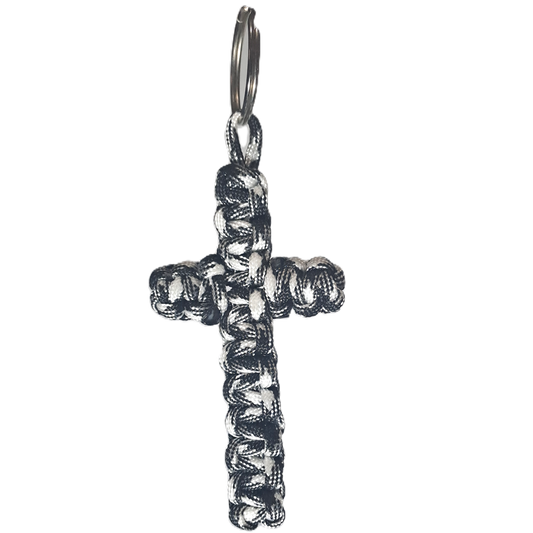 Paracord Cobra Cross KeyRing - Black & White