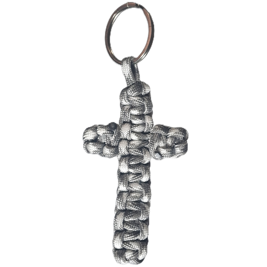 Paracord Cobra Cross KeyRing - Grey & White