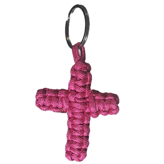 Paracord Cobra Cross KeyRing - Pink