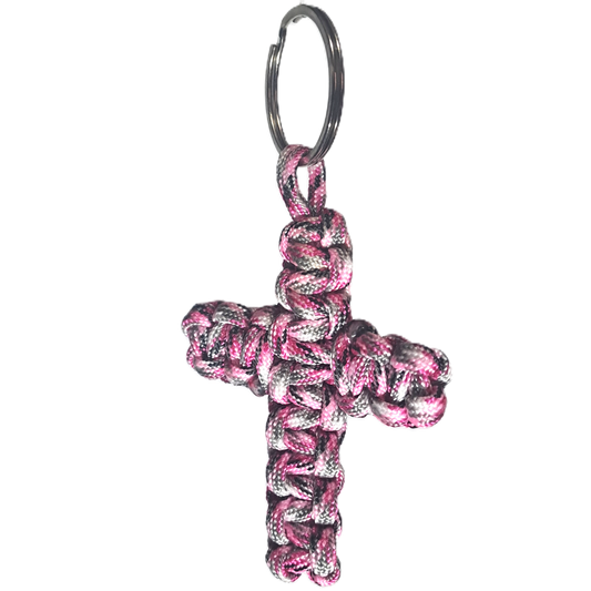 Paracord Cobra Cross KeyRing - Pink Camo