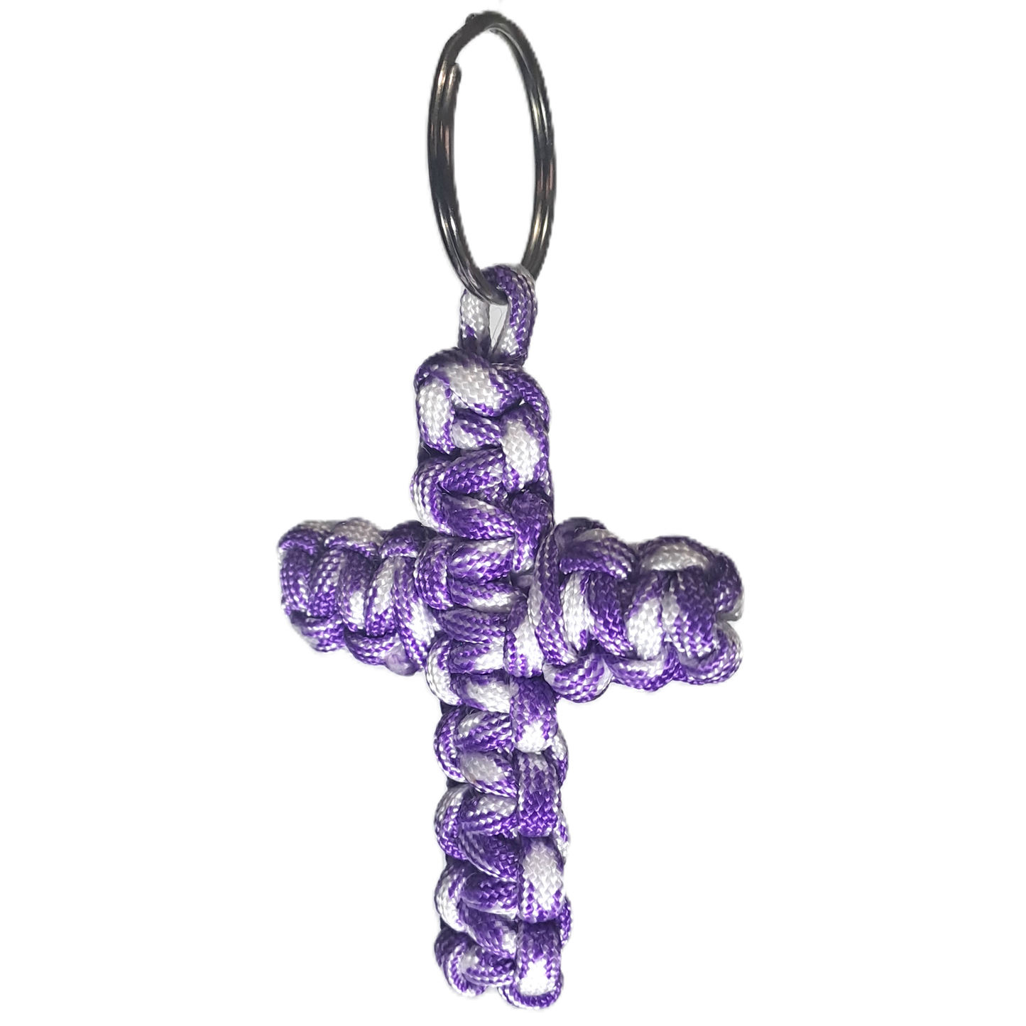 Paracord Cobra Cross KeyRing - Purple & White