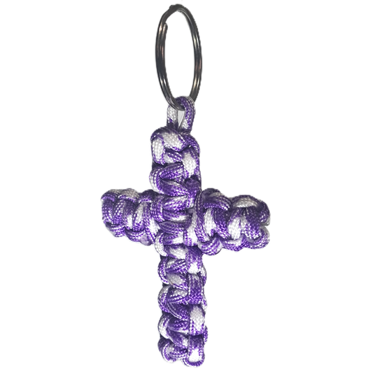 Paracord Cobra Cross KeyRing - Purple & White