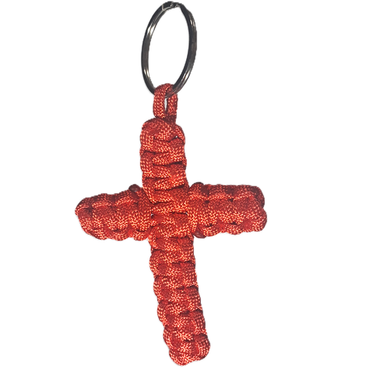 Paracord Cobra Cross KeyRing - Red