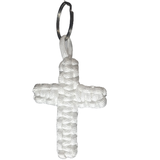 Paracord Cobra Cross KeyRing - White